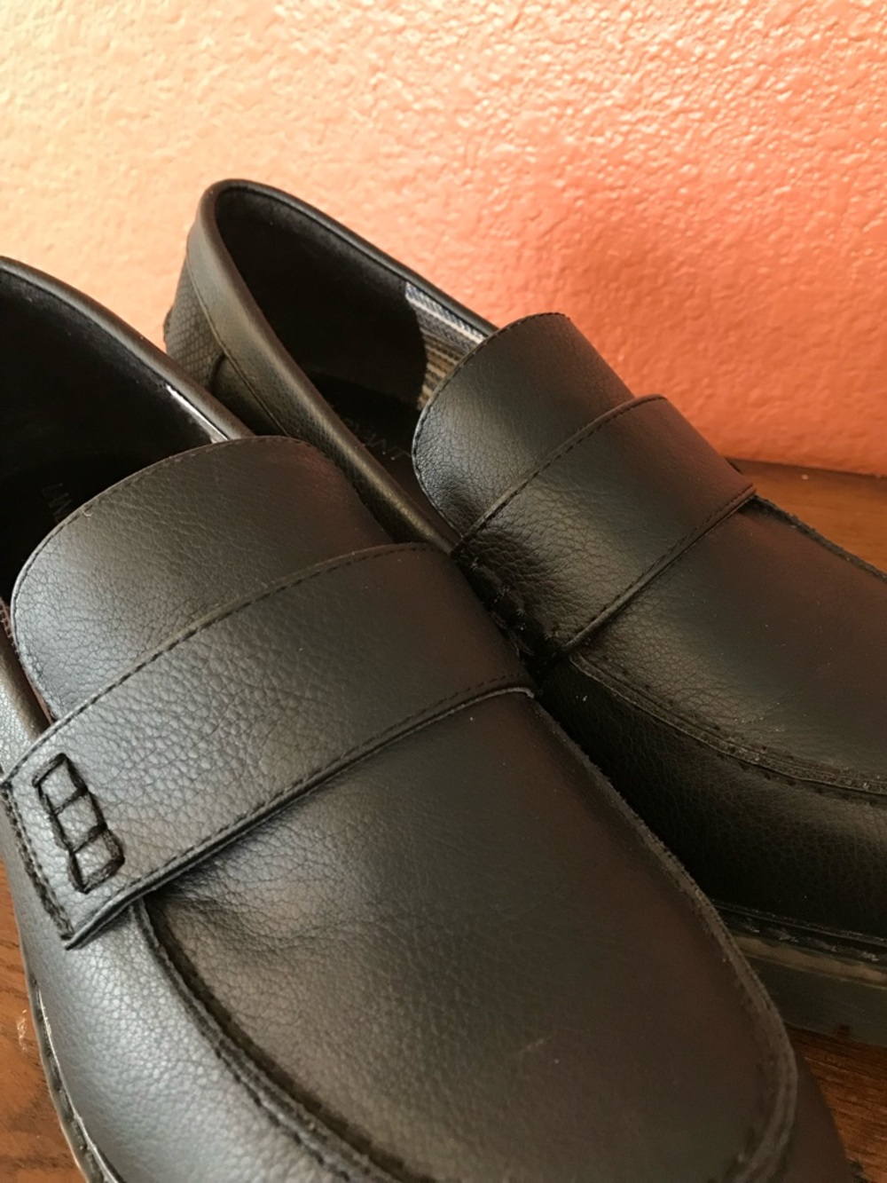 Lane Bryant Women’s 9W Black Lug-Sole Chunky Penny Strap Loafers Shoes in EUC - Picture 10 of 15